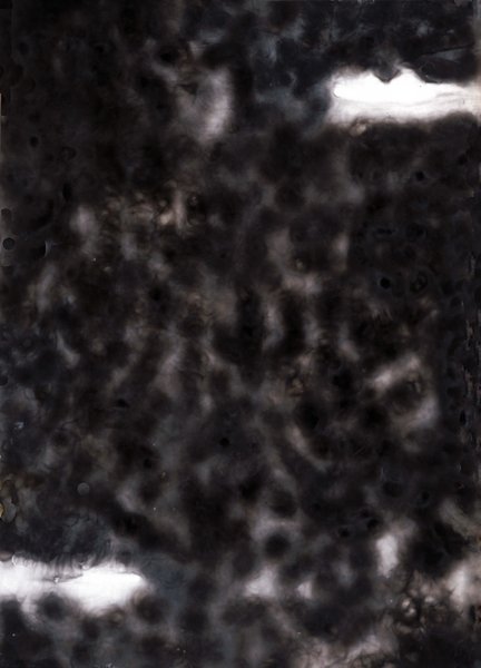 untitled, 1993, drawing on soot covered glass, 41.34 x 27.56 in