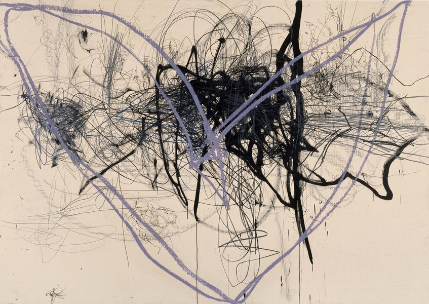 Fledermaus, 1990, Mischtechnik, Papier auf Holz, 183 x 260 cm
