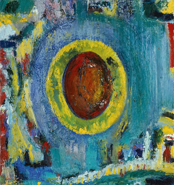 Cosmic egg, 1983, pol on canvas, 27.56 x 25.59 in