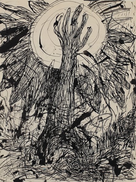 ohne Titel, 1985, Mischtechnik auf Papier, 31,5 x 23,7 cm