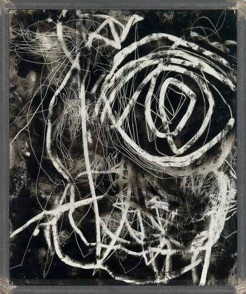 ohne Titel, 1989, Ruß hinter Glas, 60 x 50 cm