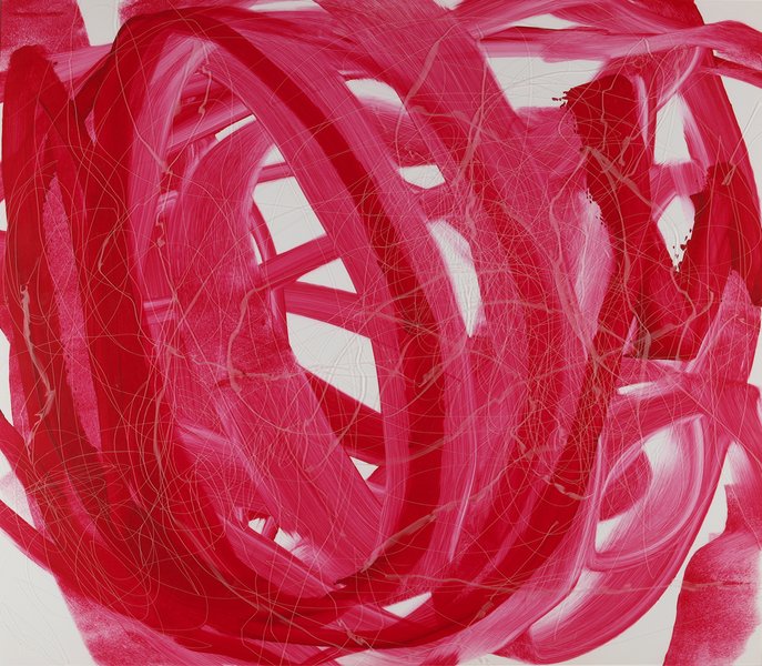 ohne Titel, 2008, Acryl/Plexiglas, PVC, Ritzung, 76 x 86 cm