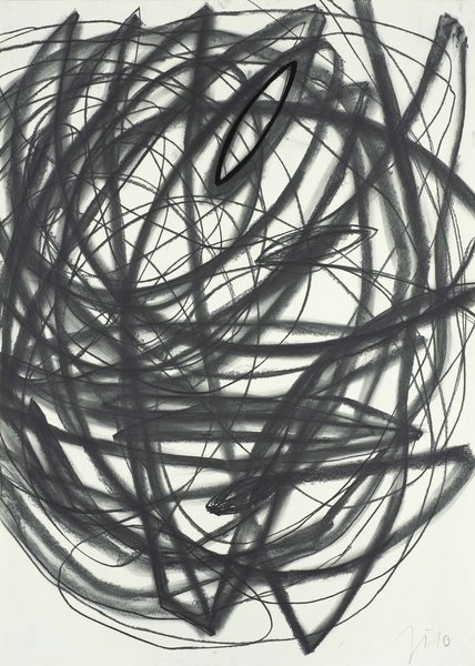 ohne Titel, 2010, Graphit, Öl auf Papier, 140 x 100 cm