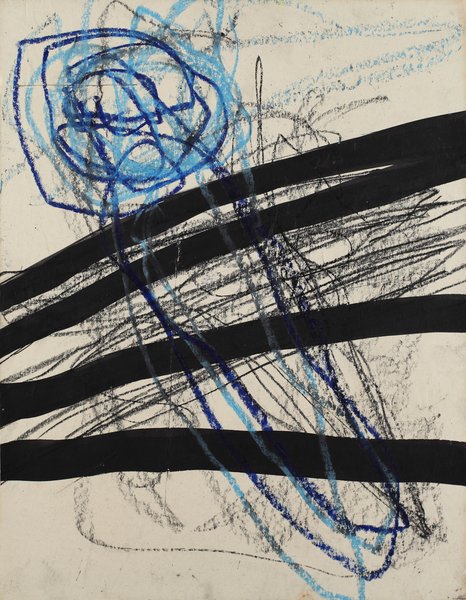 ohne Titel, 1989, Mischtechnik, Papier auf Holz, 45 x 35 cm