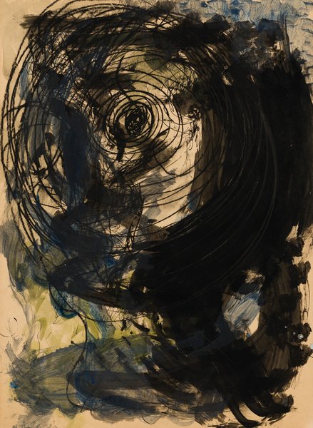 untitled, 1986, mixed media on paper, 24.61 x 18.11 in