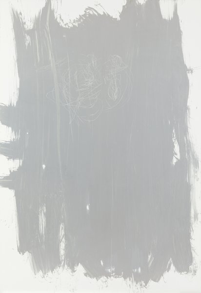 ohne Titel, 2017, Silberlack auf Aluminium, 218 x 149,5 cm