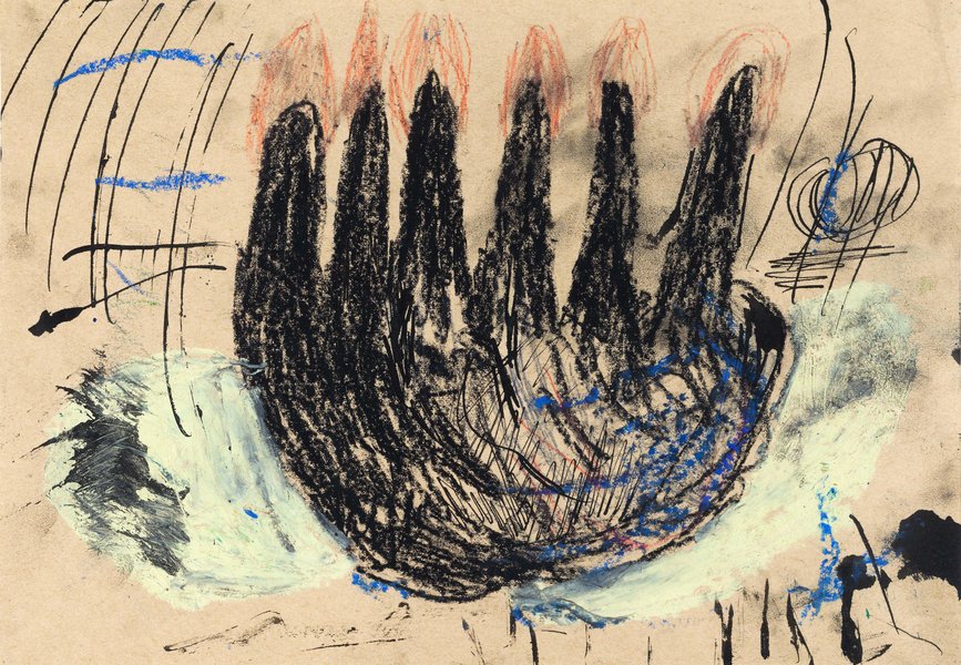 ohne Titel, 1985, Mischtechnik auf Papier, 20,8 x 29,5 cm