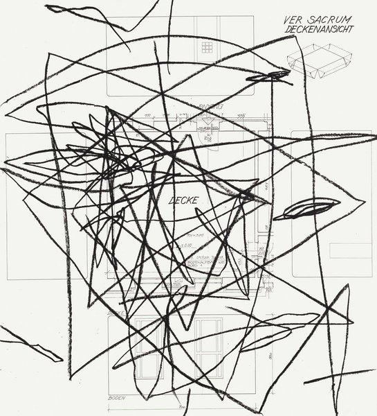 Planzeichnung Secession, 1992, Ölstift auf Papier, 99 x 90 cm